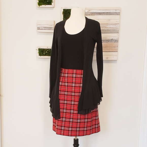 JG Hook Red Plaid Pencil Skirt Hidden Zip Sz 6P - Picture 3 of 10